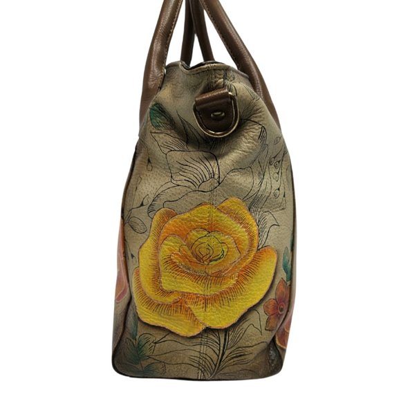 Floral Paradise Hand Painted Bags and Accessories - Anna by  ANUSCHKA Floral Paradise Satchel